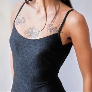 Vintage Fendi Logo Print One Piece Swimsuit